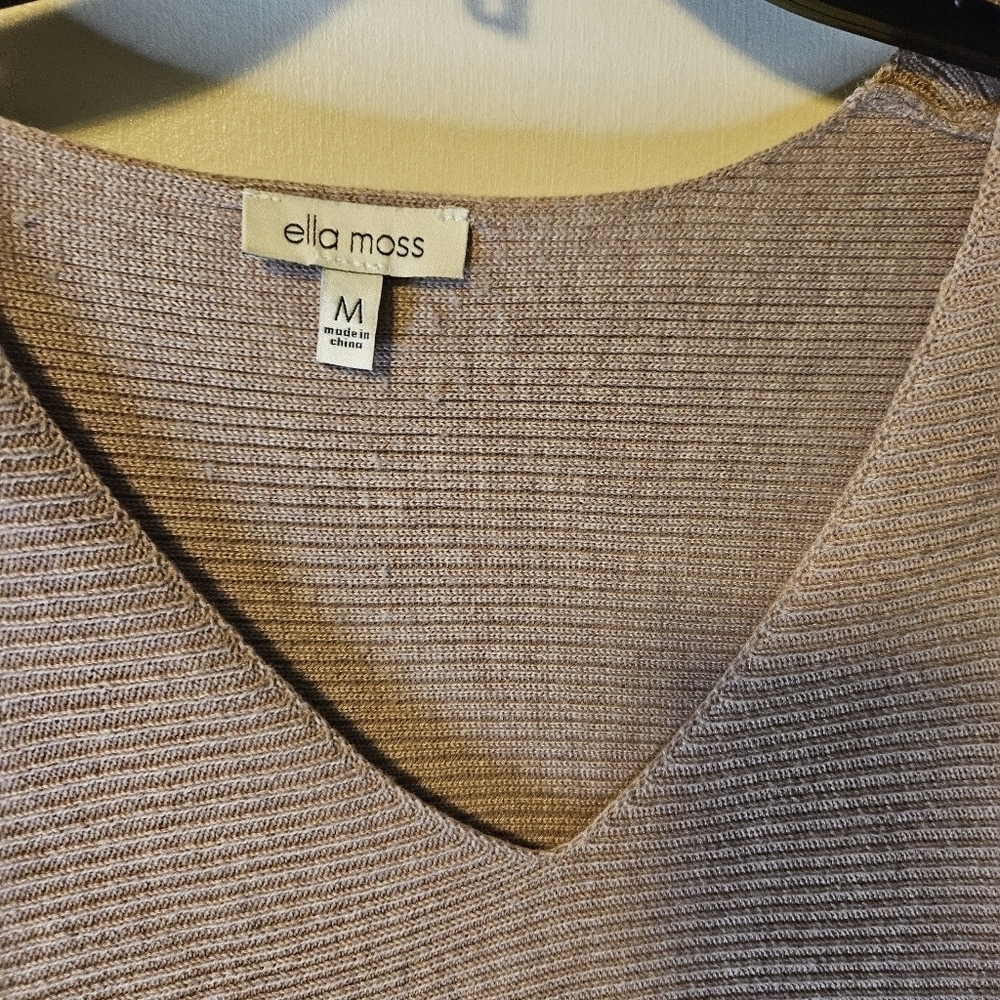 Ella Moss Size Medium V-Neck Sweater Ribbed Light Purple - Picture 2 of 10
